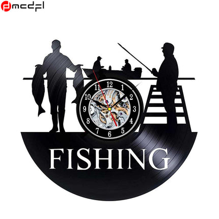Vinylklocka med fiskemotiv för vägg