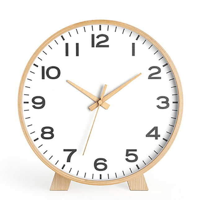 Minimalistisk rund bordsklocka i trä