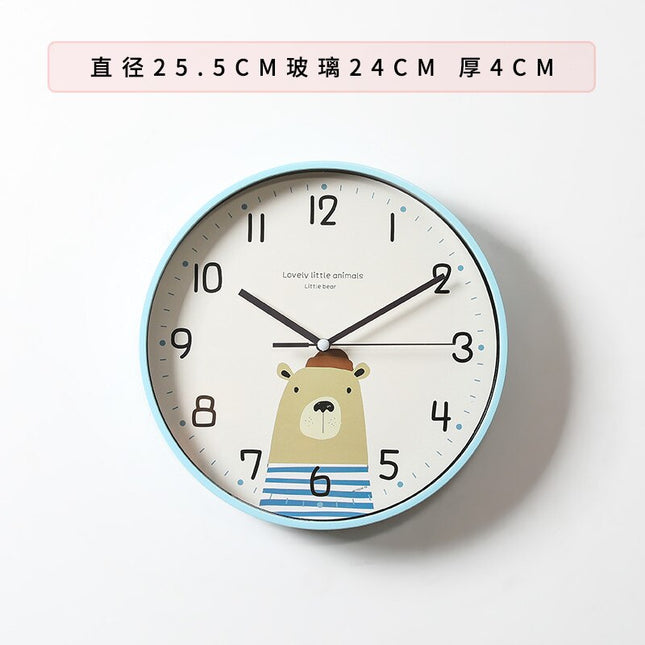 Rund väggklocka med kanin för barn