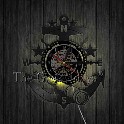 Vinylklocka med ankare marint tema