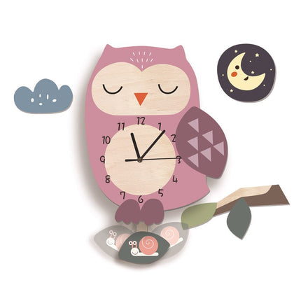 Väggklocka för barn med flamingo motiv