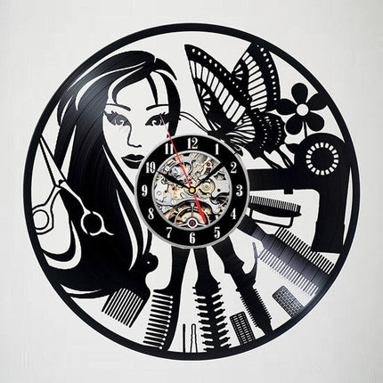 Barbershop vinyl väggklocka för salong