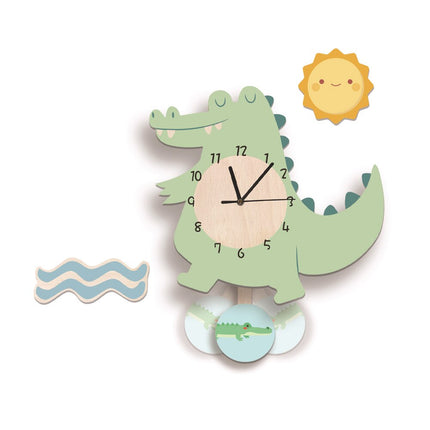 Väggklocka för barn med flamingo motiv