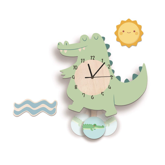 Väggklocka för barn med flamingo motiv