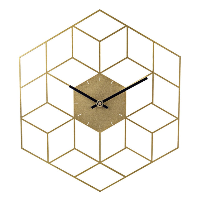 Geometrisk Väggklocka i Metall Hexagon