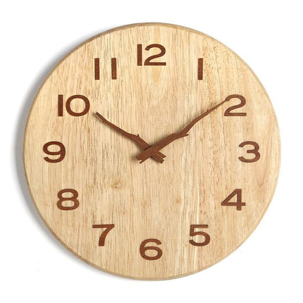 Rund väggklocka i ljust trä 40 cm