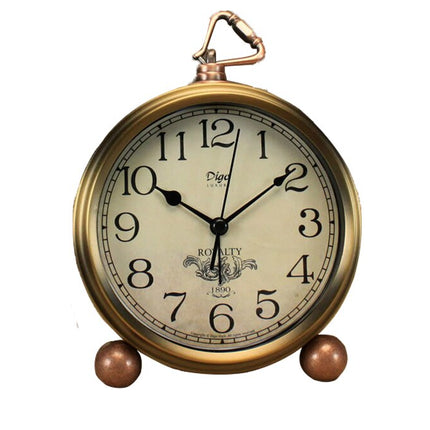 Vintage bordsklocka i guldfärgad mässing