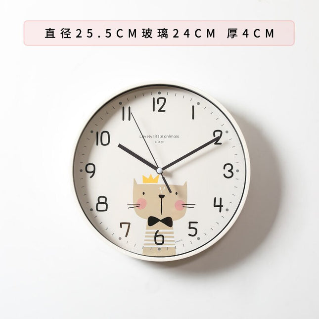 Rund väggklocka med kanin för barn