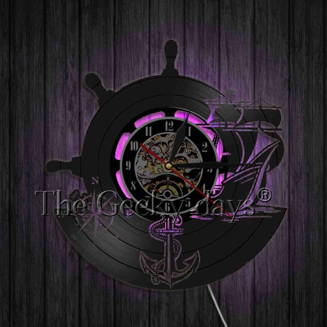 Vinylklocka med ankare marint tema