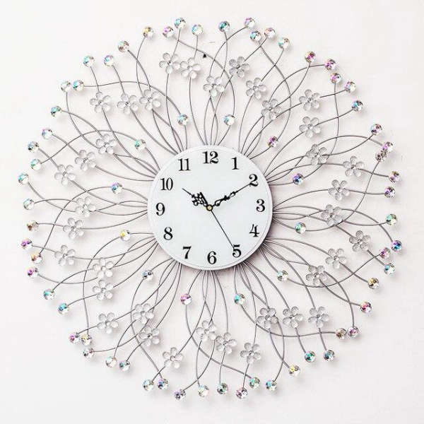 Stor väggklocka med kristaller vardagsrum