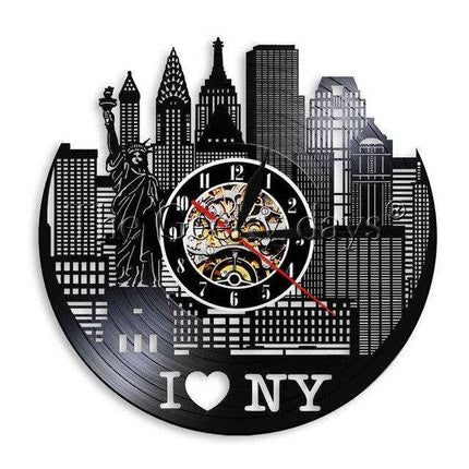 Vinyl väggklocka med NYC skyline