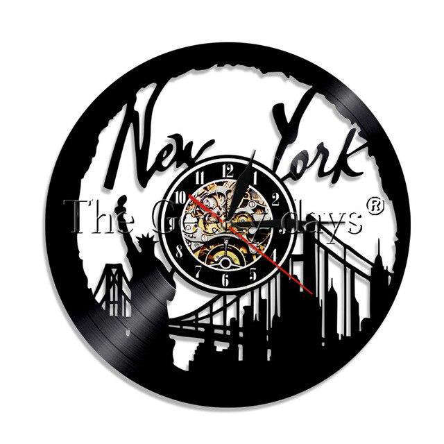 Väggklocka New York design vinylskiva