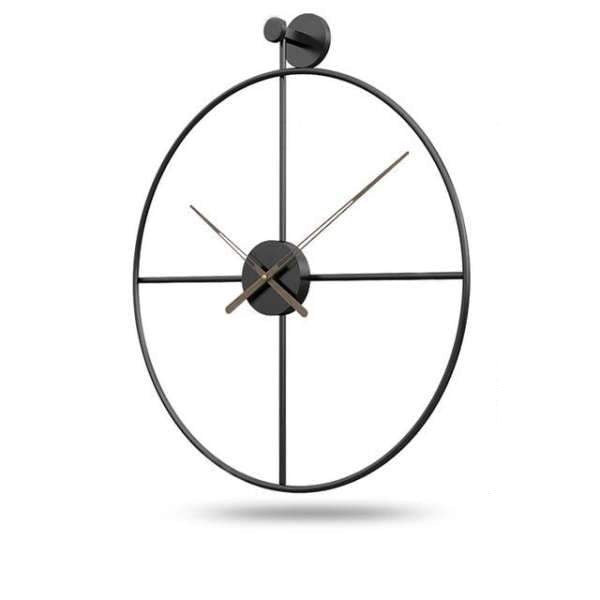 Stor minimalistisk väggklocka i svart metall