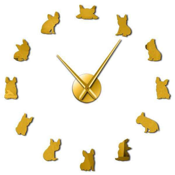 Väggklocka med fransk bulldogg design