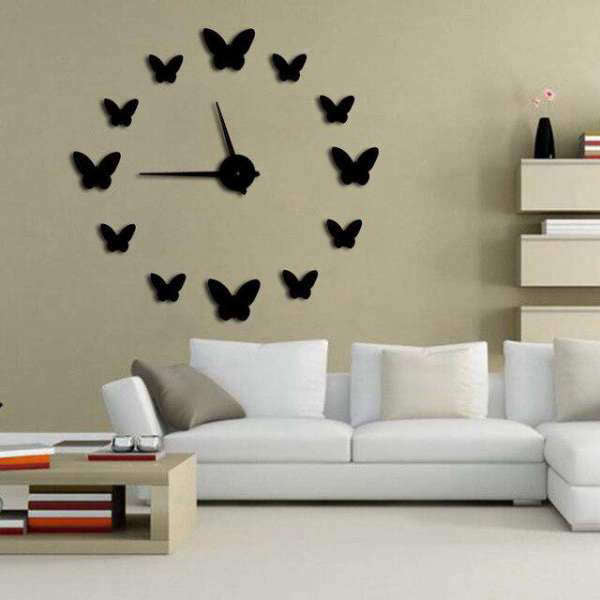Väggdekoration klocka med vackra fjärilar