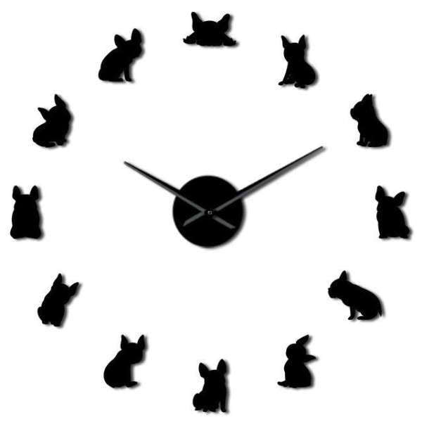 Väggklocka med fransk bulldogg design