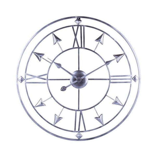 Stor väggklocka i metall med pilar