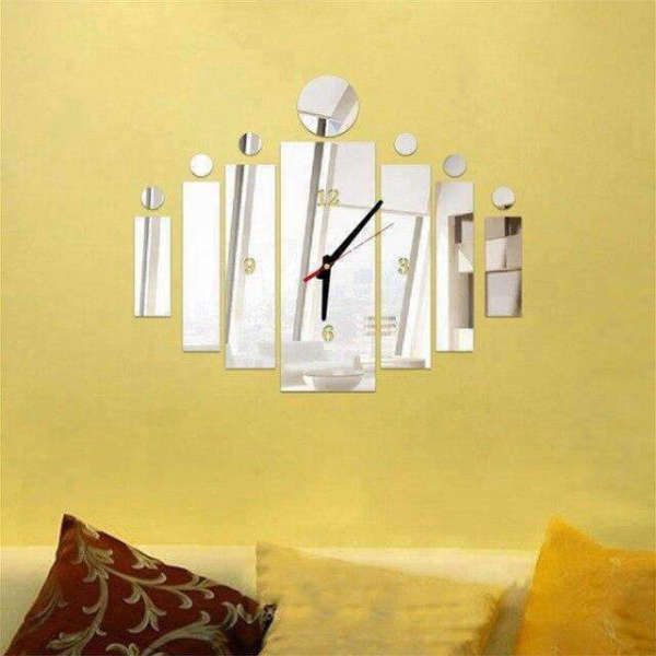 Rektangulär väggklocka med spegeldekoration