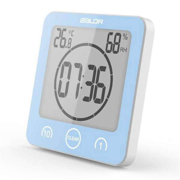 Vattentät digital badrumsklocka med timer