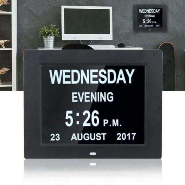 Digital kalenderklocka med dag och datum