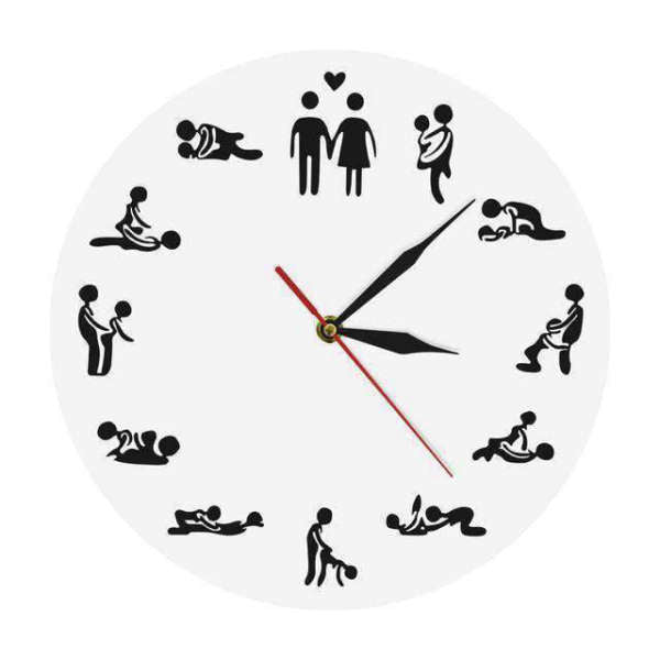 Klassisk vit väggklocka med Kamasutra