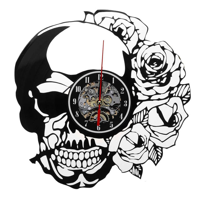 Vinylklocka med dödskalle i steampunk-stil