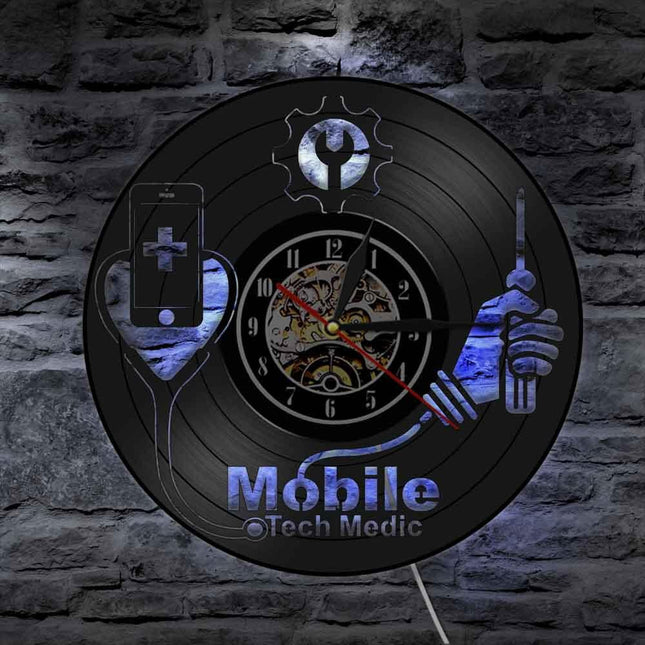 Vinylklocka med medicin och teknik motiv