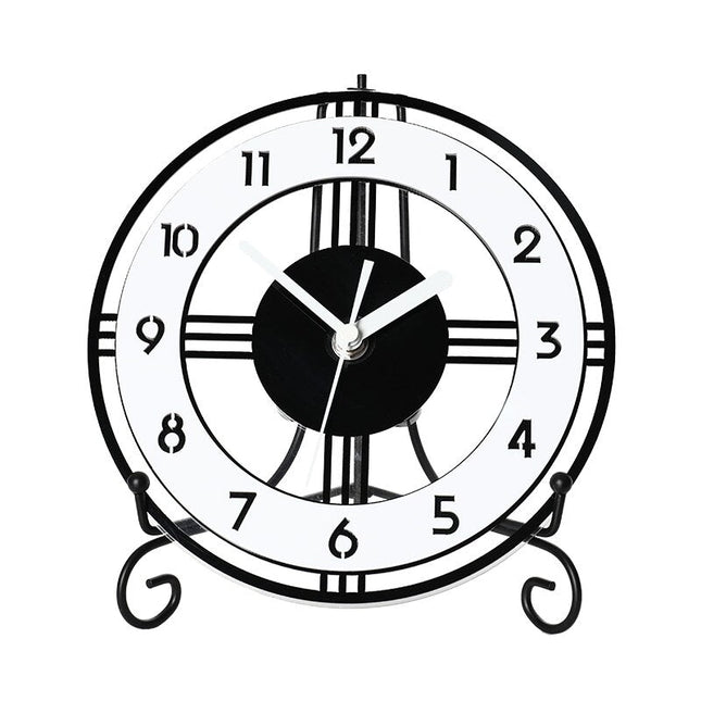 Modern bordsklocka i svartvit design