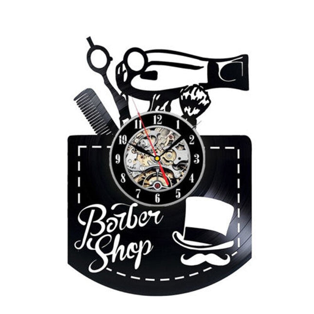 Barbershop vinyl väggklocka för salong