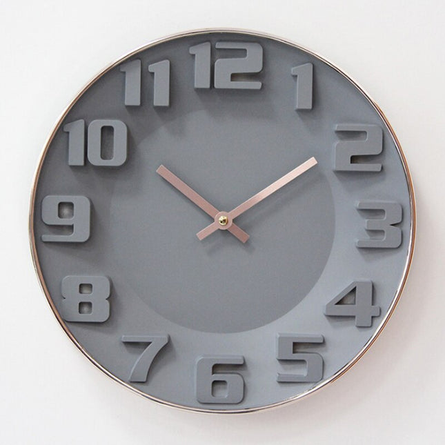 Grå Väggklocka med 3D-siffror