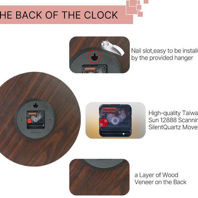 Retro väggklocka i trä för köket