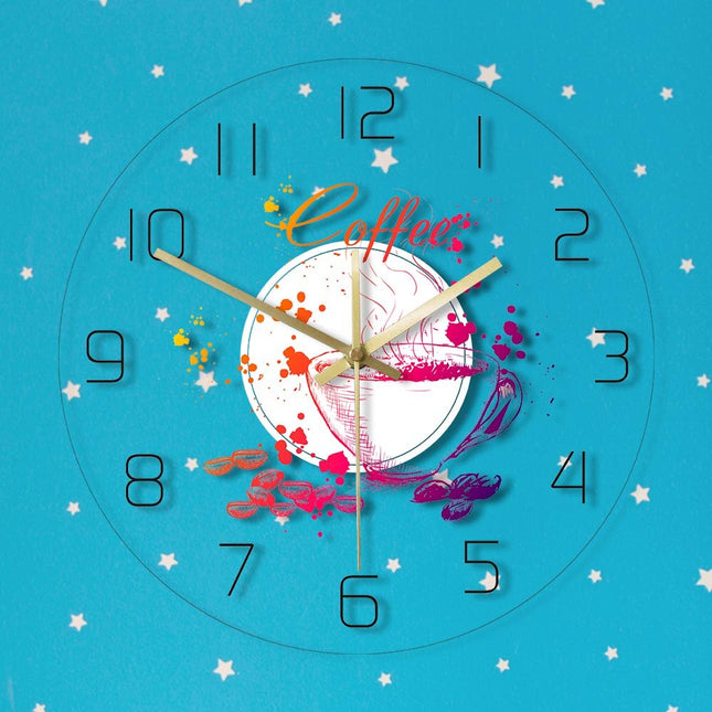 Dekorativ LED väggklocka med kaffemotiv