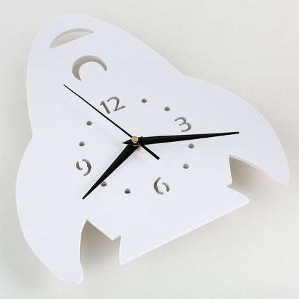 Vit väggklocka raket för barnrum