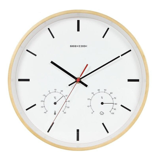 Väggklocka med termometer och hygrometer