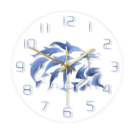 LED väggklocka med hoppande delfiner