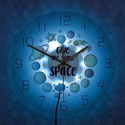 LED väggklocka för barn med planeter