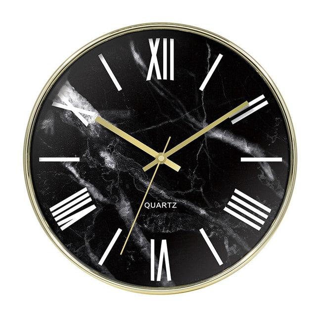 Väggklocka marmor med roséguld ram