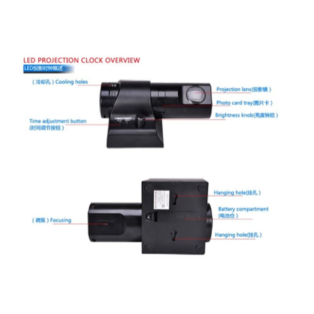 Projektorklocka med romerska siffror för vägg