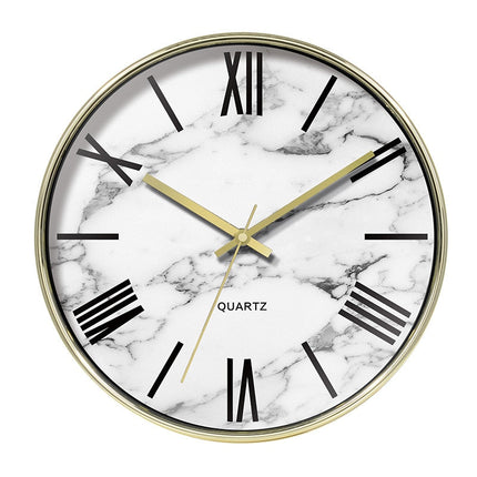 Väggklocka marmor med roséguld ram