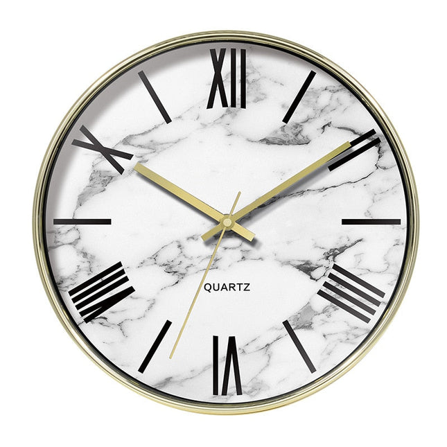 Väggklocka marmor med roséguld ram