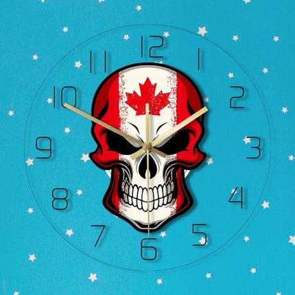 LED väggklocka med kanadensisk dödskalle