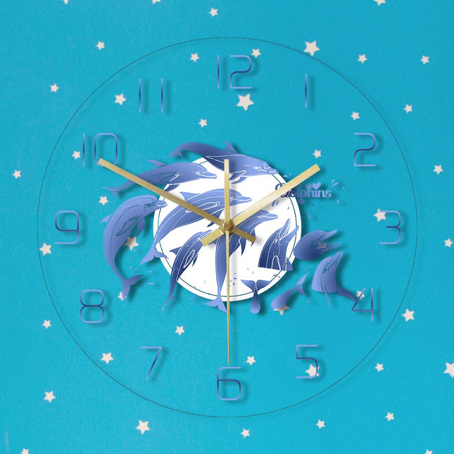 LED väggklocka med hoppande delfiner