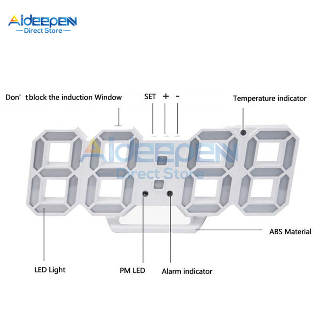 Stor 3D LED digital bordsklocka