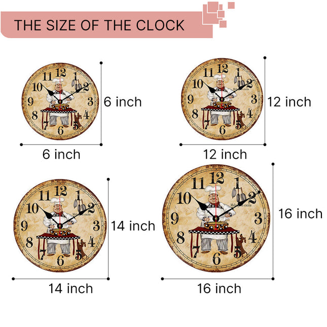Retro väggklocka i trä för köket