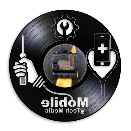 Vinylklocka med medicin och teknik motiv