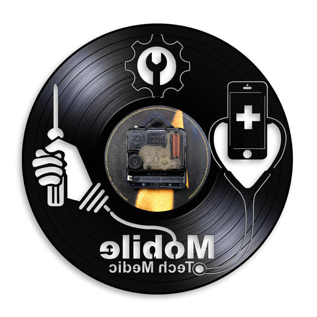 Vinylklocka med medicin och teknik motiv