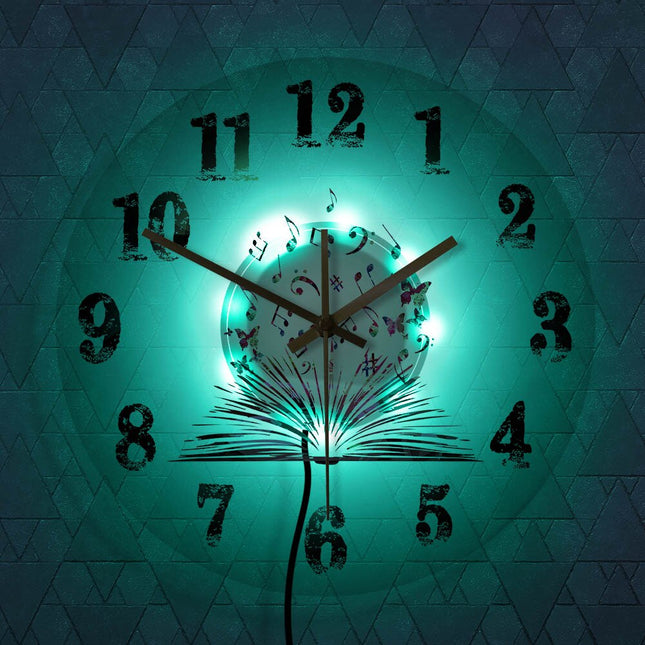 Akryl LED väggklocka med musikbok