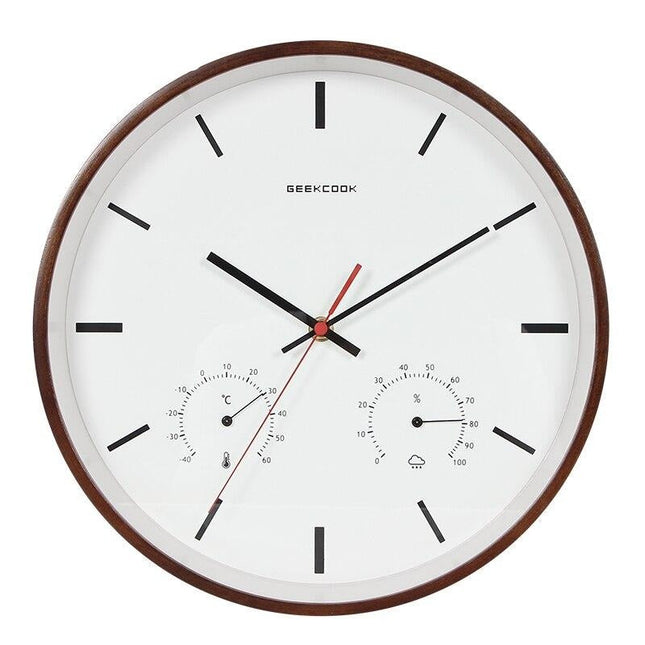 Väggklocka med termometer och hygrometer