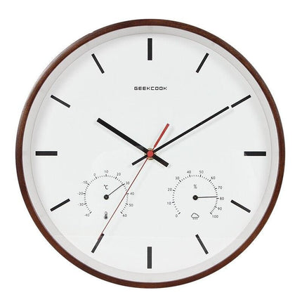 Väggklocka med termometer och hygrometer