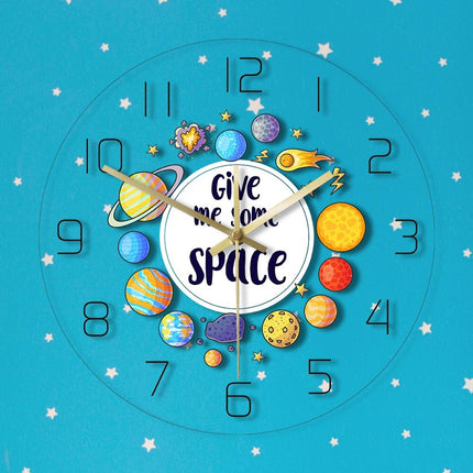 LED väggklocka för barn med planeter